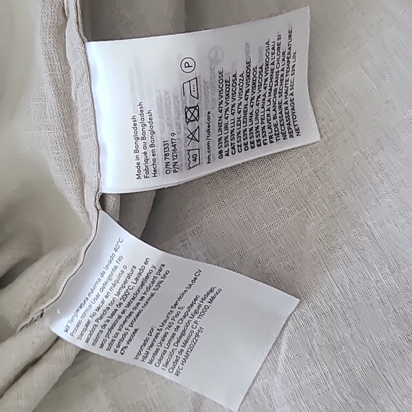 H&M Light Tan Linen Blend Casual Button Down Shirt - Picture 5 of 7